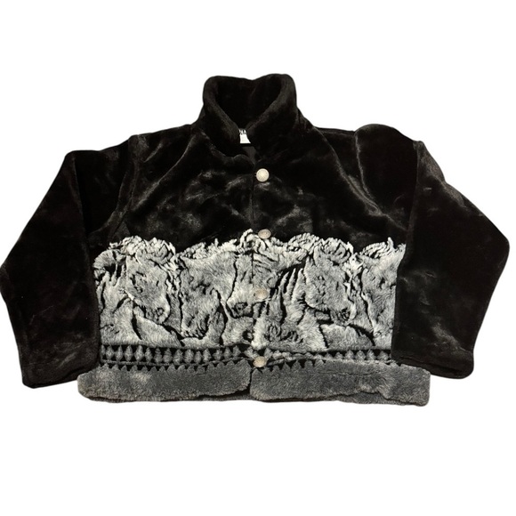 Outback Trading Company Faux Fur Coat Black Size Small - Picture 1 of 9